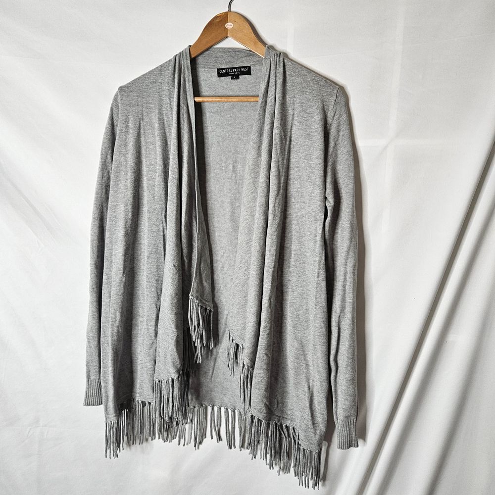 Central Park West Fringed Crossover Cardigan Sweater sz S